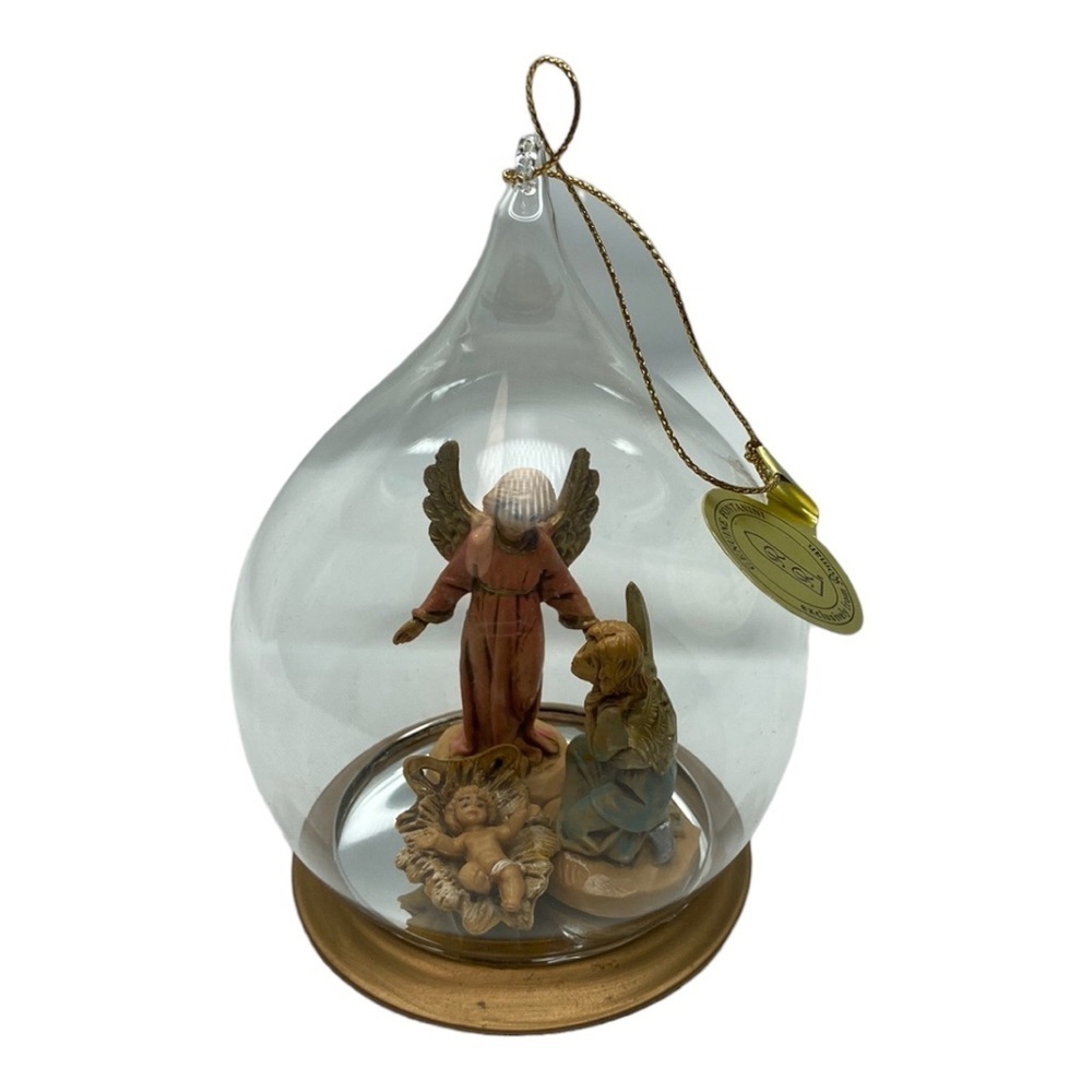 Fontanini Angles and Jesus Glass Blown Tree Trimming Ornament